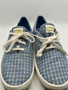Keds Light Blue Chambray Canvas Sneakers with White Laces